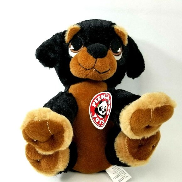 Rottweiler Puppy Dog Plush by Peek a Boo Toys - Picture 2 of 5